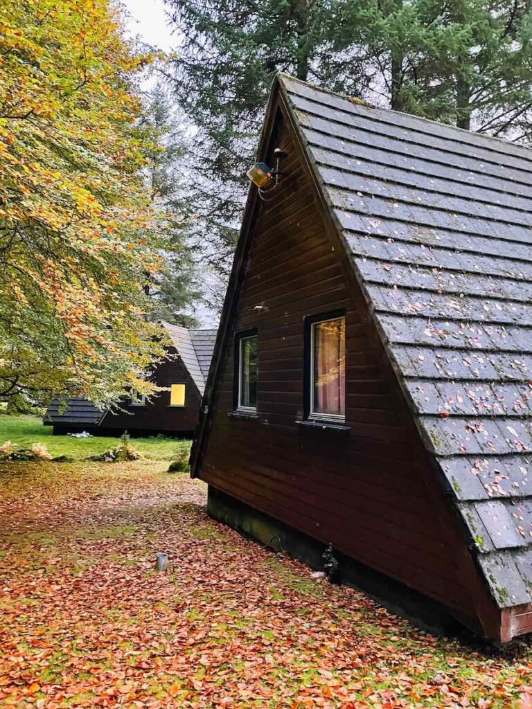 Wooden triangular house Hayfield Lodge Airbnb 