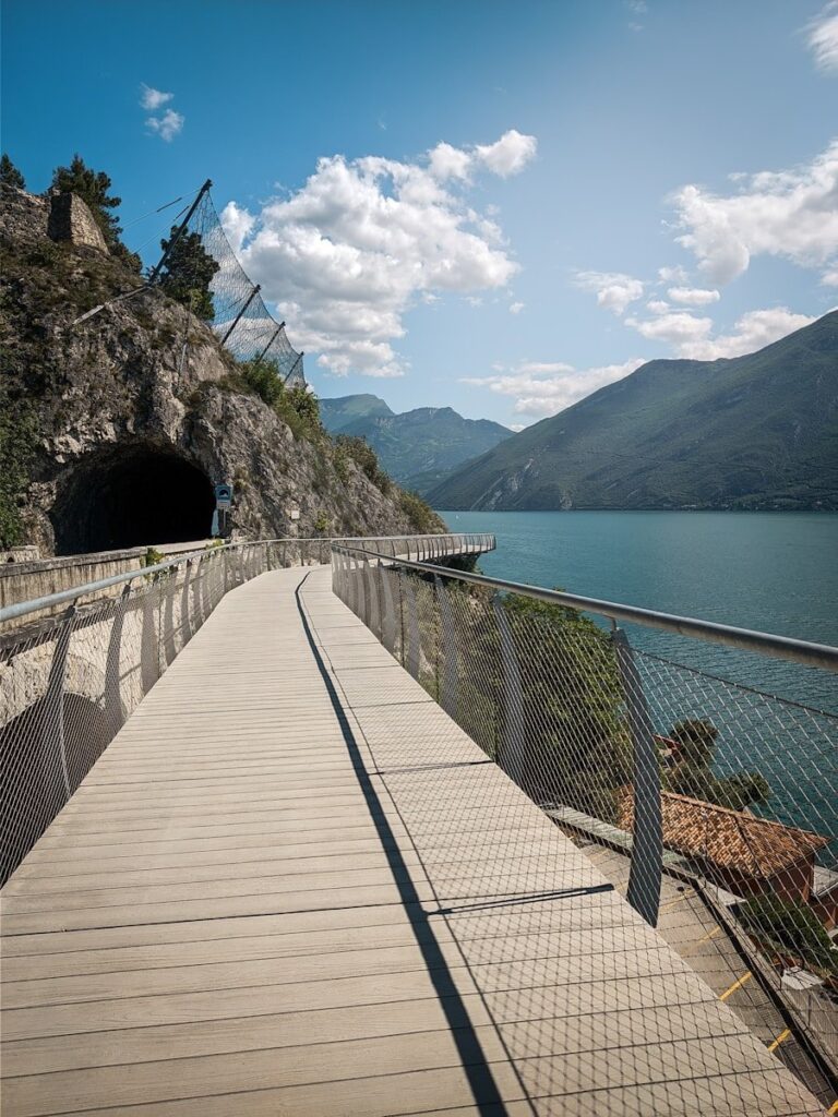 Garda Cycle Path winding around the edge of Lake Garda