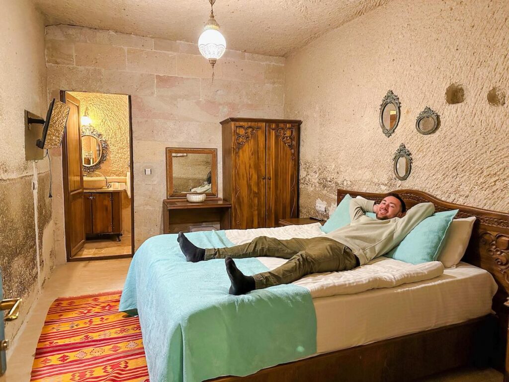 Salkim Cave House family bedroom built into a cave in Cappadocia