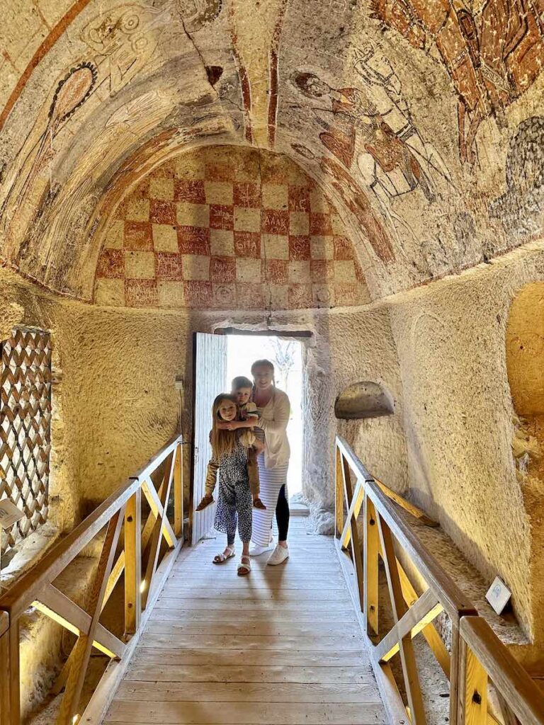 Family stand in Goreme Open Air Museum