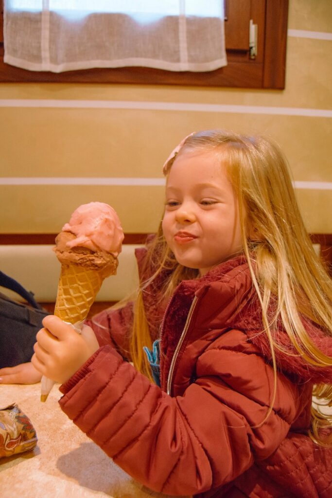 Young child enjoying gelato