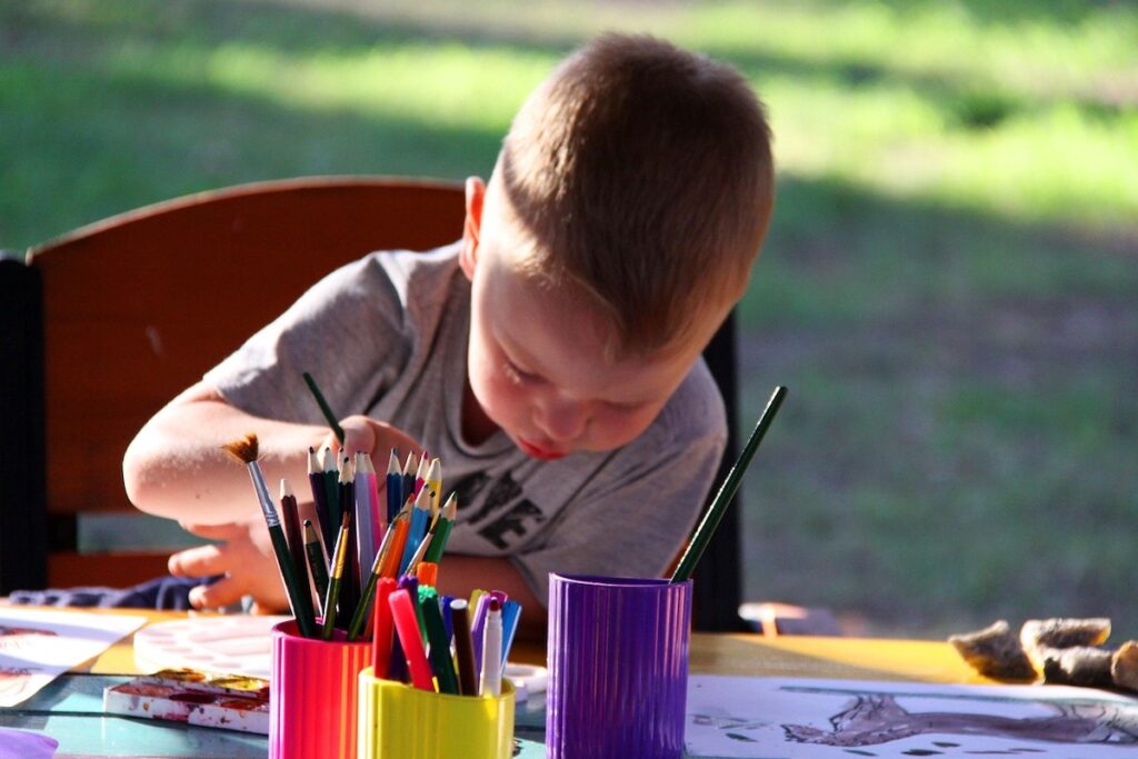 Children taking part in a craft workshop at the Peggy Guggenheim Collection in Venice