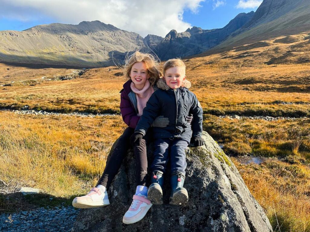 Children at Fairy Pools, Isle of Skye