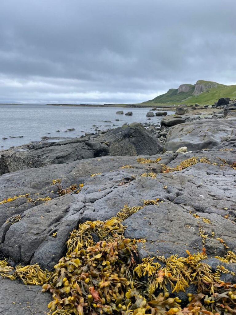 Slipway Beach on the Isle of Skye, Scotland, with sandy shores and coastal scenery.