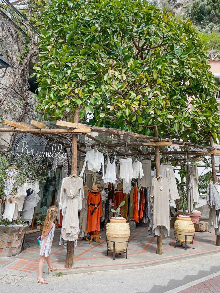 Boutique shop in Positano on the Amalfi Coast in Italy.