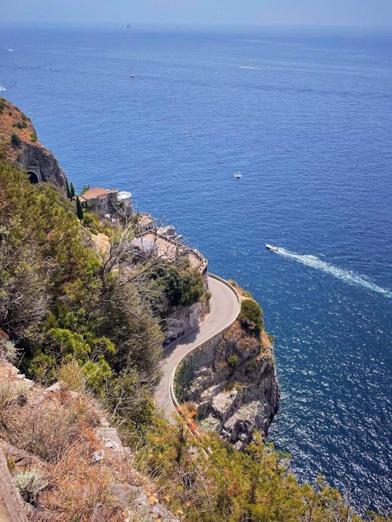 Amalfi coast road clinging to the cliffs