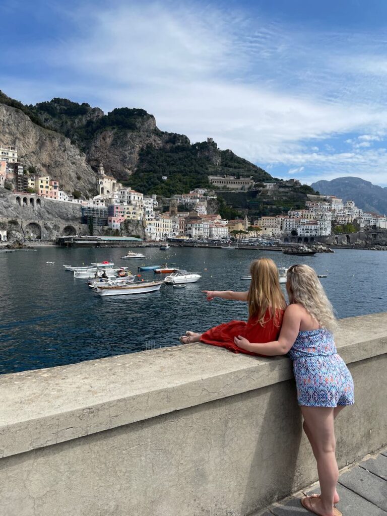 Family enjoying the Amalfi Coast in Italy with children.