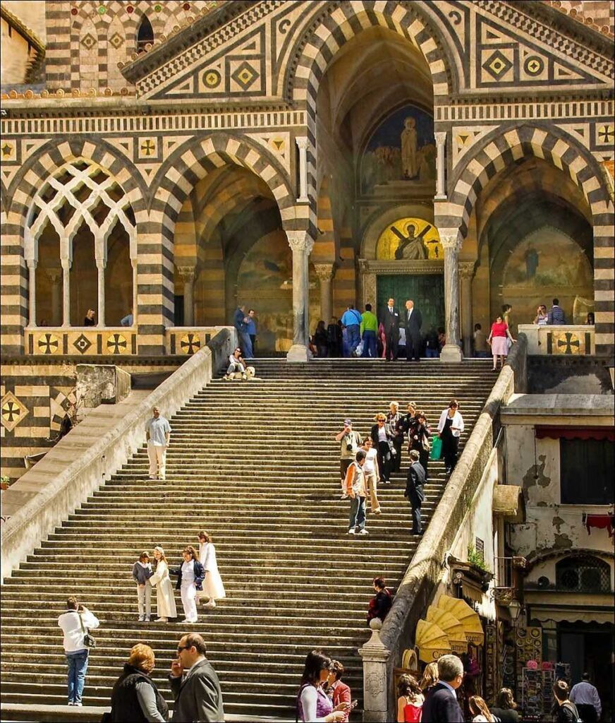 Stone steps in Amalfi town on the Amalfi Coast in Italy.
