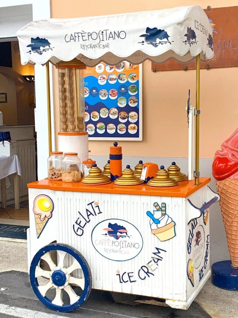 Traditional Italian gelato cart in Italy.