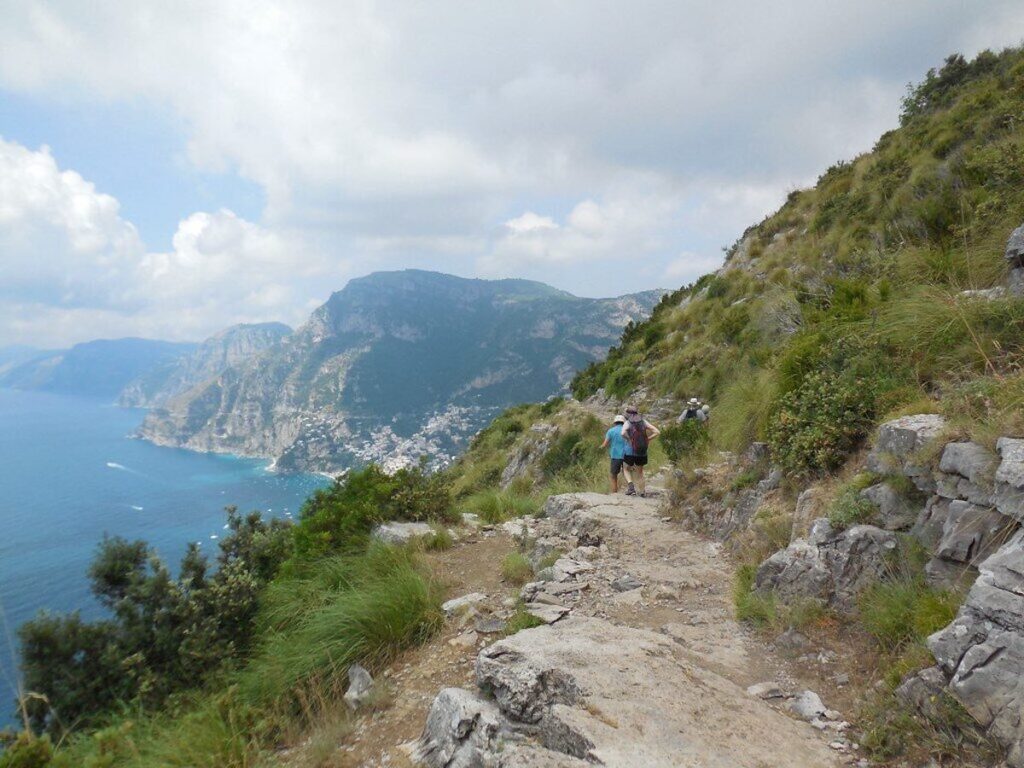 Hiking trail along the Path of the Gods on the Amalfi Coast in Italy.
