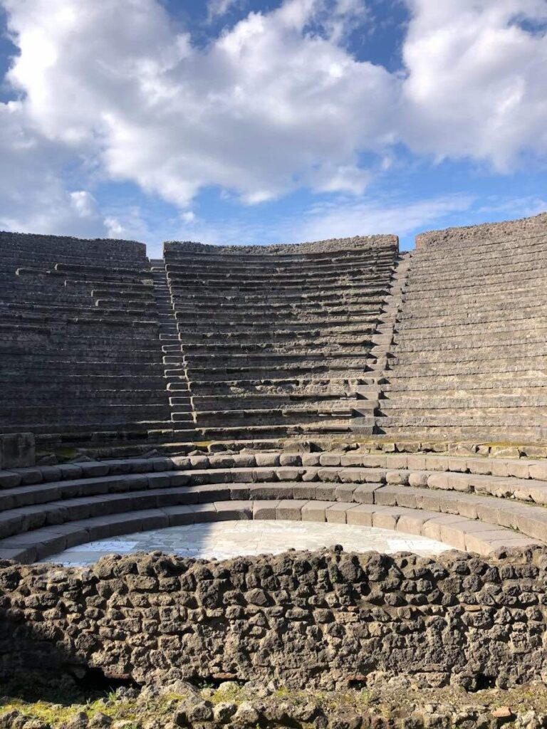 Ancient amphitheatre in the ruins of Pompeii, Italy.